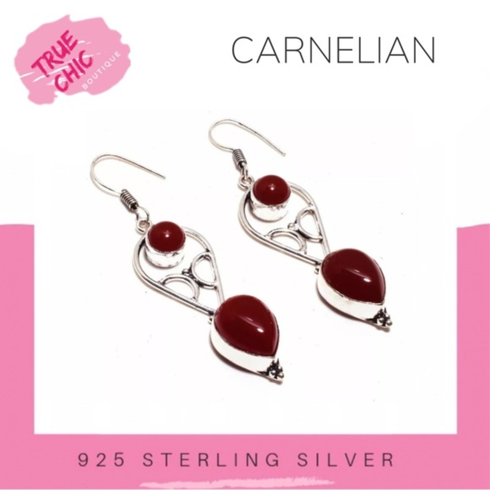 Red Carnelian Silver Earrings